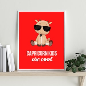 Capricorn Kids | Kids Zodiac | Wall Art | Digital Download Art | Home Decor | Children&#39;s Playroom Bedroom or Nursery