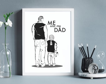 Arte di papà e figlia / Papà e figlio / Stampa murale astratta / Minimalista / Famiglia / Deco domestico /