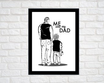 Arte di papà e figlio / Papà e figlio / Stampa murale astratta / Minimalista / Famiglia / Decorazione domestica