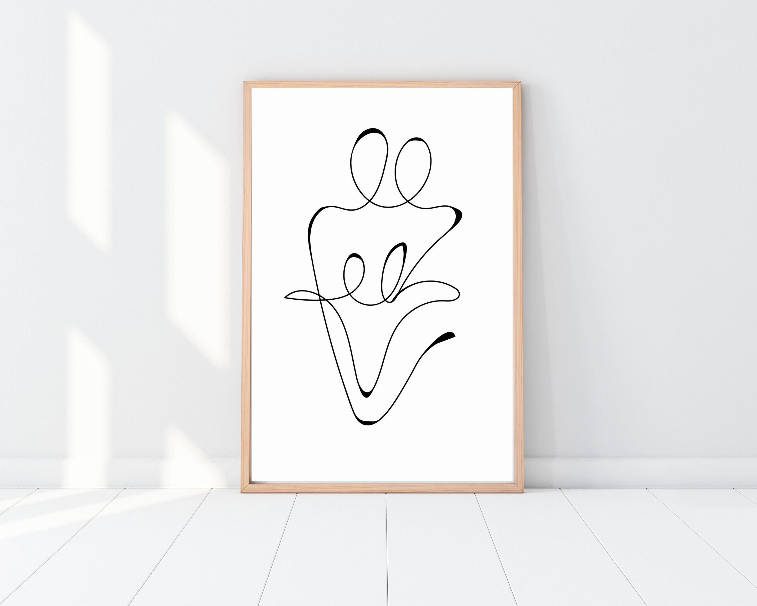 Family of Four Line Art Family Art Abstract Wall Print Etsy