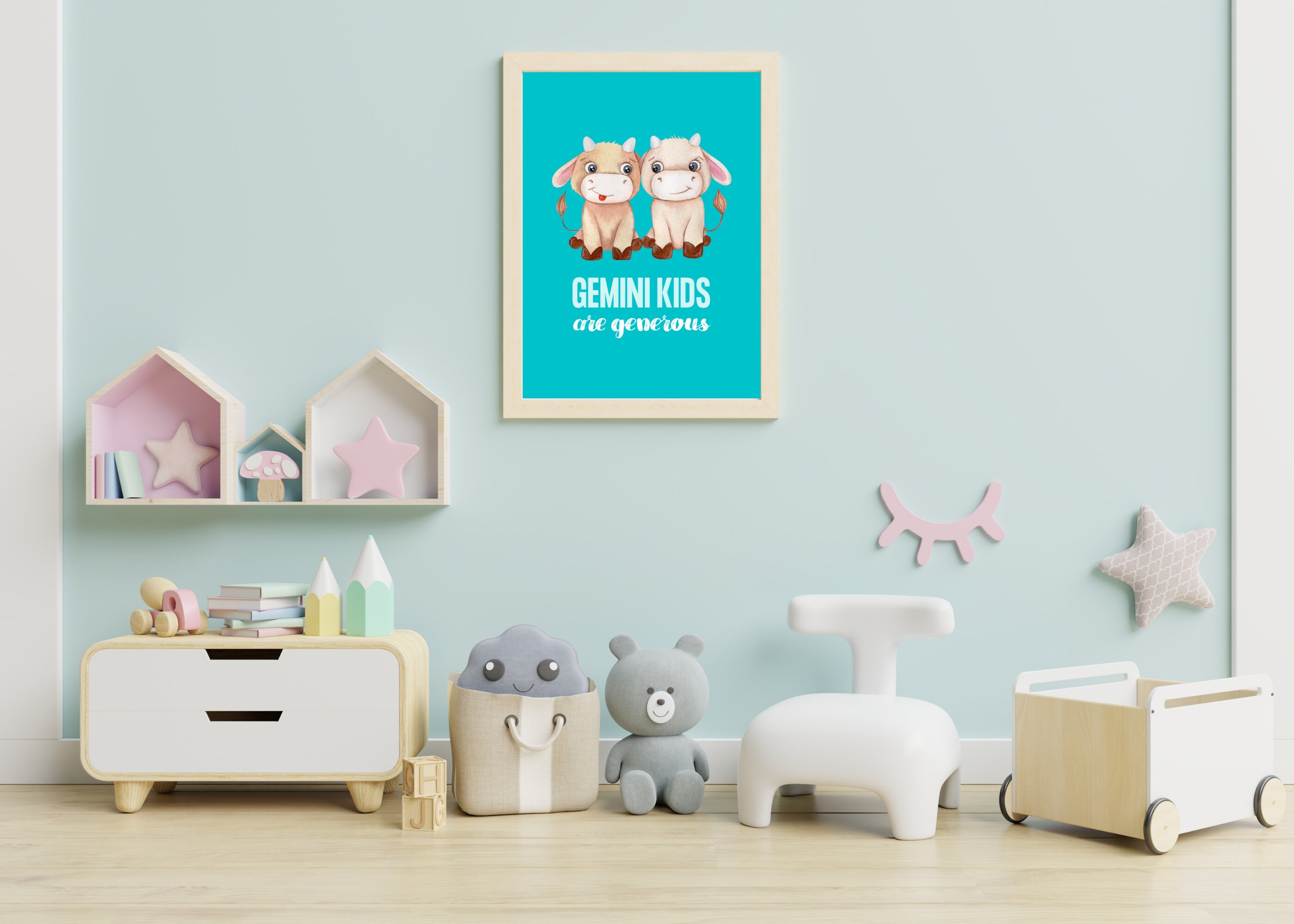Gemini Kids | Kids Zodiac | Wall Art | Digital Download Art | Home ...