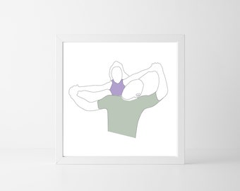 Padre e Figlia Linea Arte / papà e bambino / Stampa a parete astratta / Minimalista / Famiglia / Line Art / Home Deco