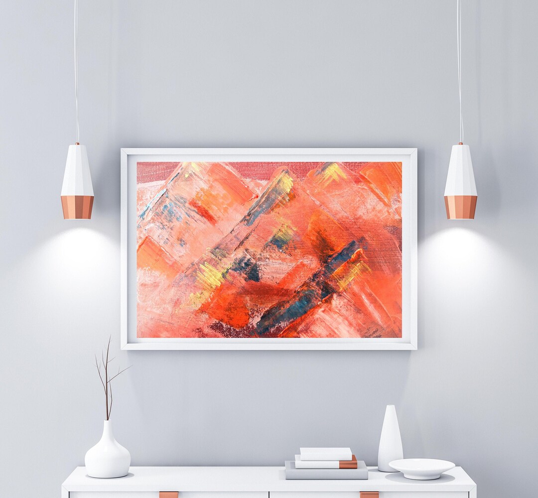 Abstract Wall Art Acrylic Art Red and Orange Art Landscape Printable Art Modern Art Home Decor