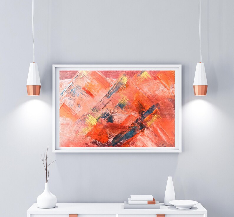 Abstract Wall Art Acrylic Art Red and Orange Art Landscape Printable