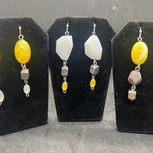 Yellow Beaded Dangle Earrings