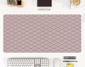Red ocean wave large mousepad, Japan Kanagawa white sea water classic minimalist deskmat, computer keyboard pad, gift friend birthday
