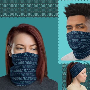 Wave line blue Face Mask, Neck gaiter, Washable Reusable Breathable, gifts for women men, stylish accessories, scarf, bandana, headband