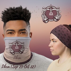 Libra zodiac horoscope Face Mask, Neck gaiter, Washable Reusable Breathable, birthday gift, stylish accessories, scarf, bandana, gradient
