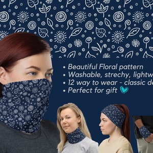 Bloemen zomerpatroon Gezichtsmasker, Nekhoes, Wasbaar Herbruikbaar Ademend, verjaardagscadeau, stijlvolle accessoires, sjaal, bandana, hoofdband