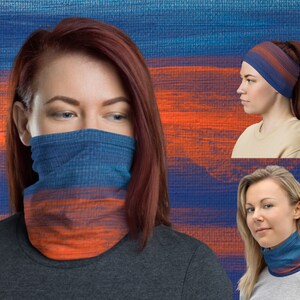 Blue orange abstract Face Mask, Neck gaiter, Washable Reusable Breathable, gift for women men, stylish accessories, scarf, bandana, headband