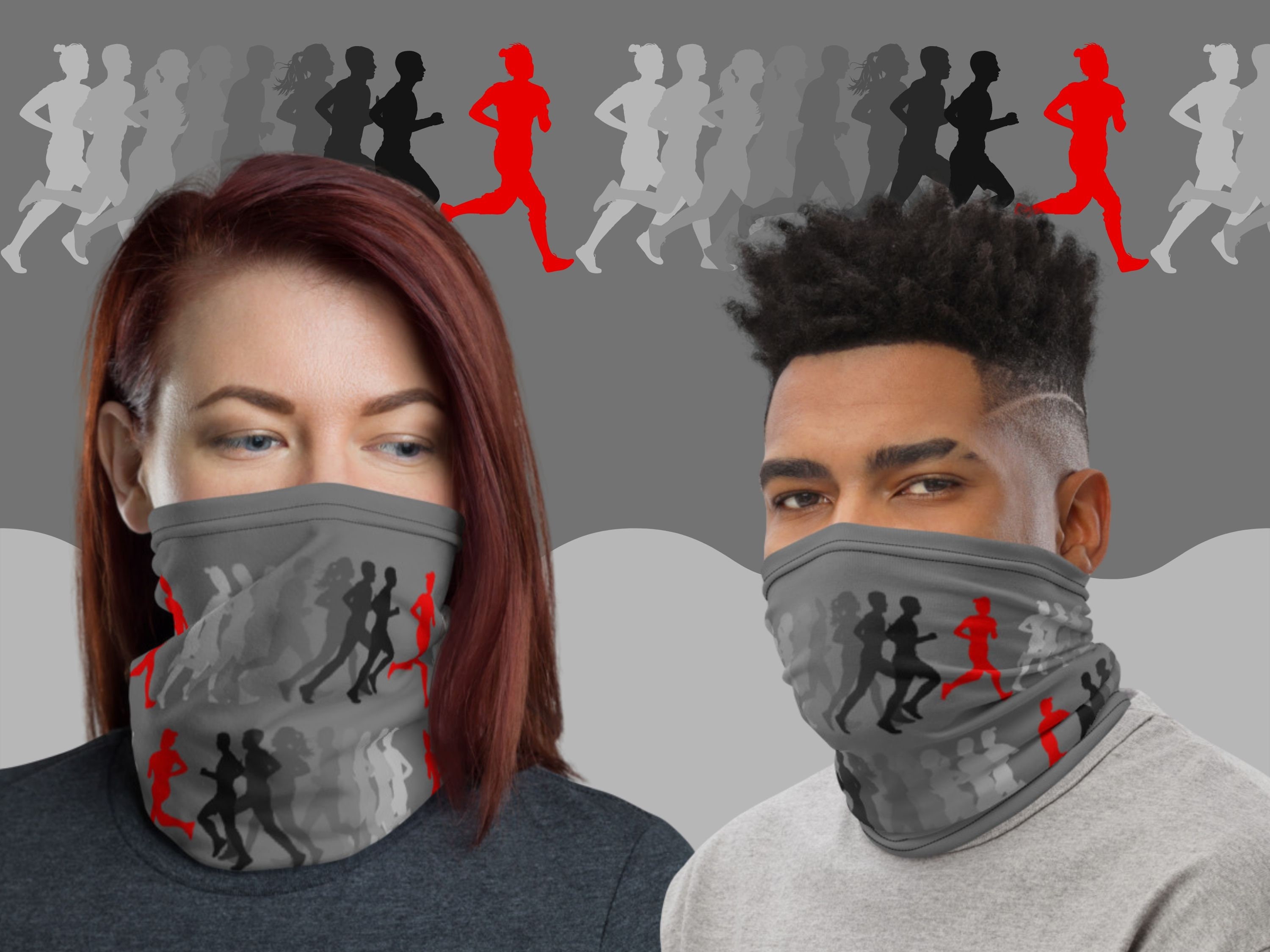 Marathon Runner Multi-functional Face Mask, Neck Gaiter, Washable