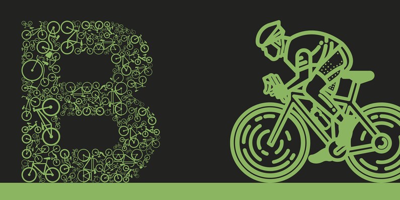 Bike Monogram CUSTOM Large Mouse Pad, Cyclist Race Green Blue Desk Mat ...