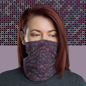 Purple circle polka dot Face Mask, Neck gaiter, Washable Reusable Breathable, accessories, scarf, bandana, headband, birthday gift, purple