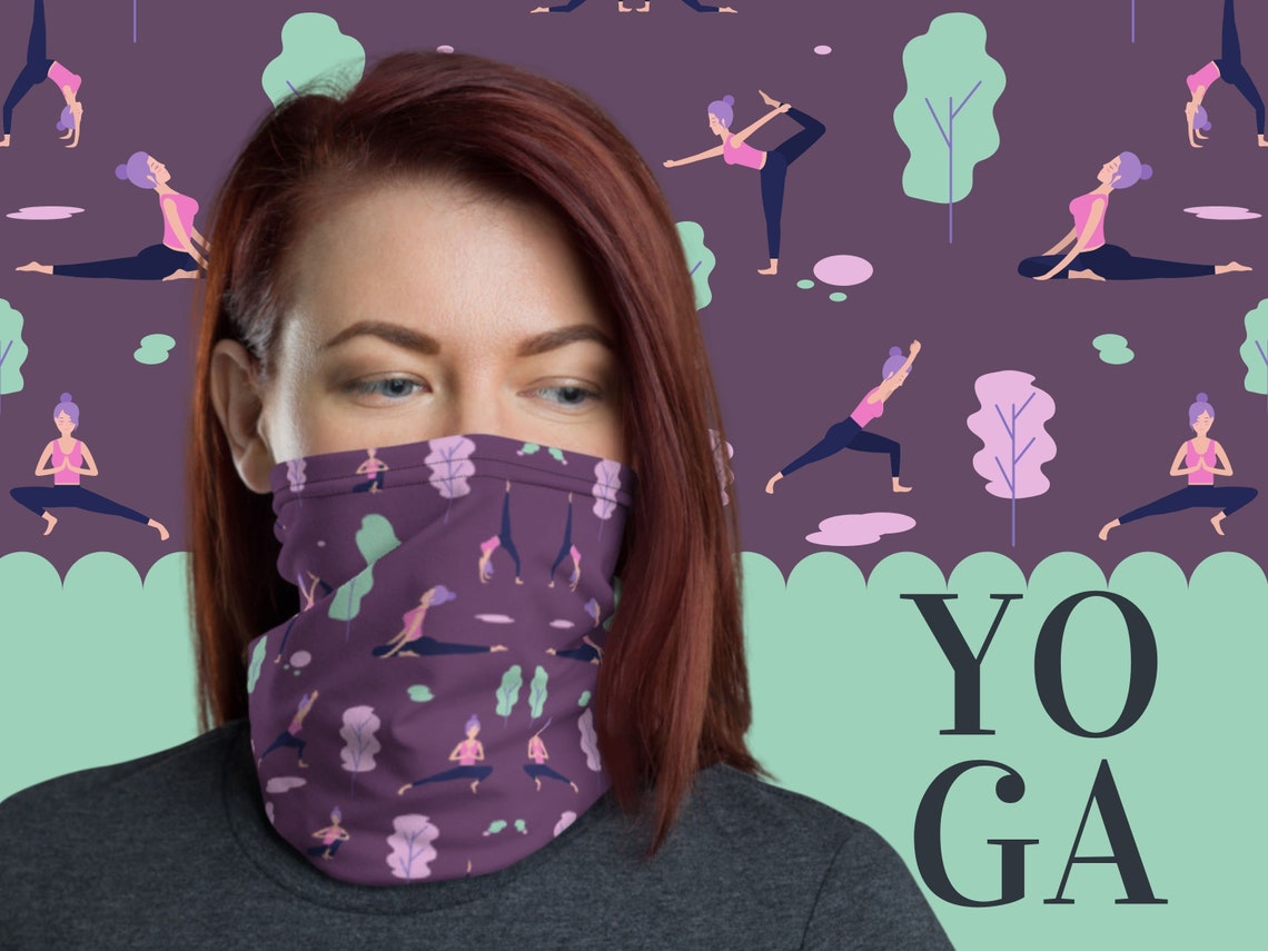 Yoga pose Face Mask Neck gaiter Washable Reusable Etsy