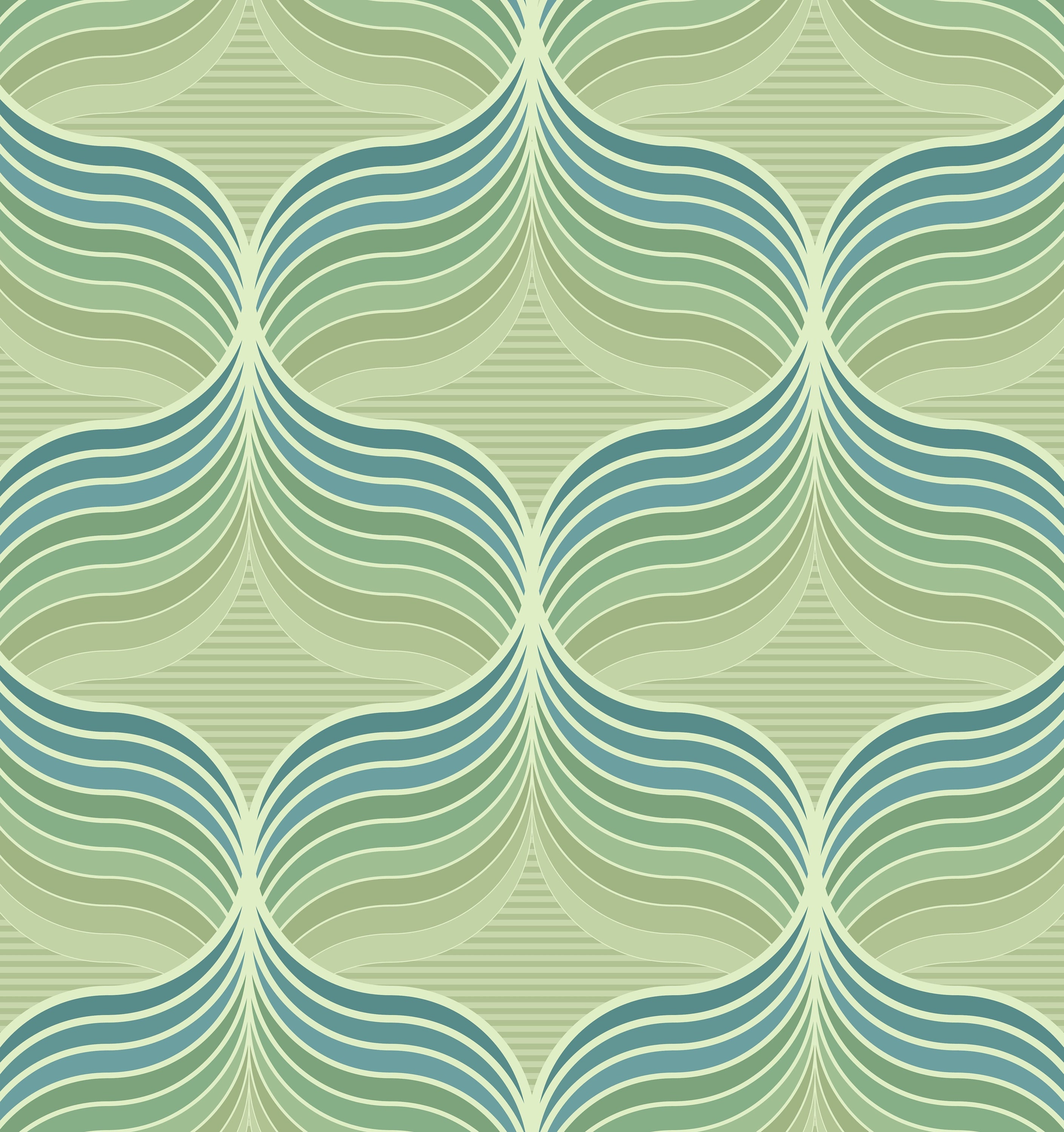 DYNH Duschvorhang Im 70er Jahre Style - Ästhetisches Abstraktes Design, Wasserdicht, Mit Haken, Grün-blau, Für Bad & Dekoration
