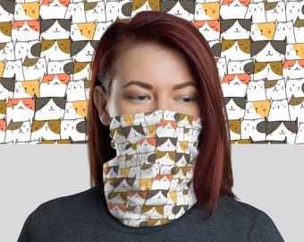 Mascarilla facial de regalo para amantes de los gatos, divertida y linda máscara de polaina para gatitos, polaina para el cuello transpirable, reutilizable y lavable, accesorios de bufanda, pañuelo, mamá gata