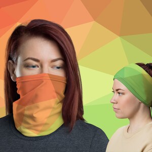 Geometrie Farbverlauf bunte Gesichtsmaske, Hals Gamasche, waschbar wiederverwendbar atmungsaktiv, stilvolle Accessoires, Geschenk für Frauen, Schal, Stirnband