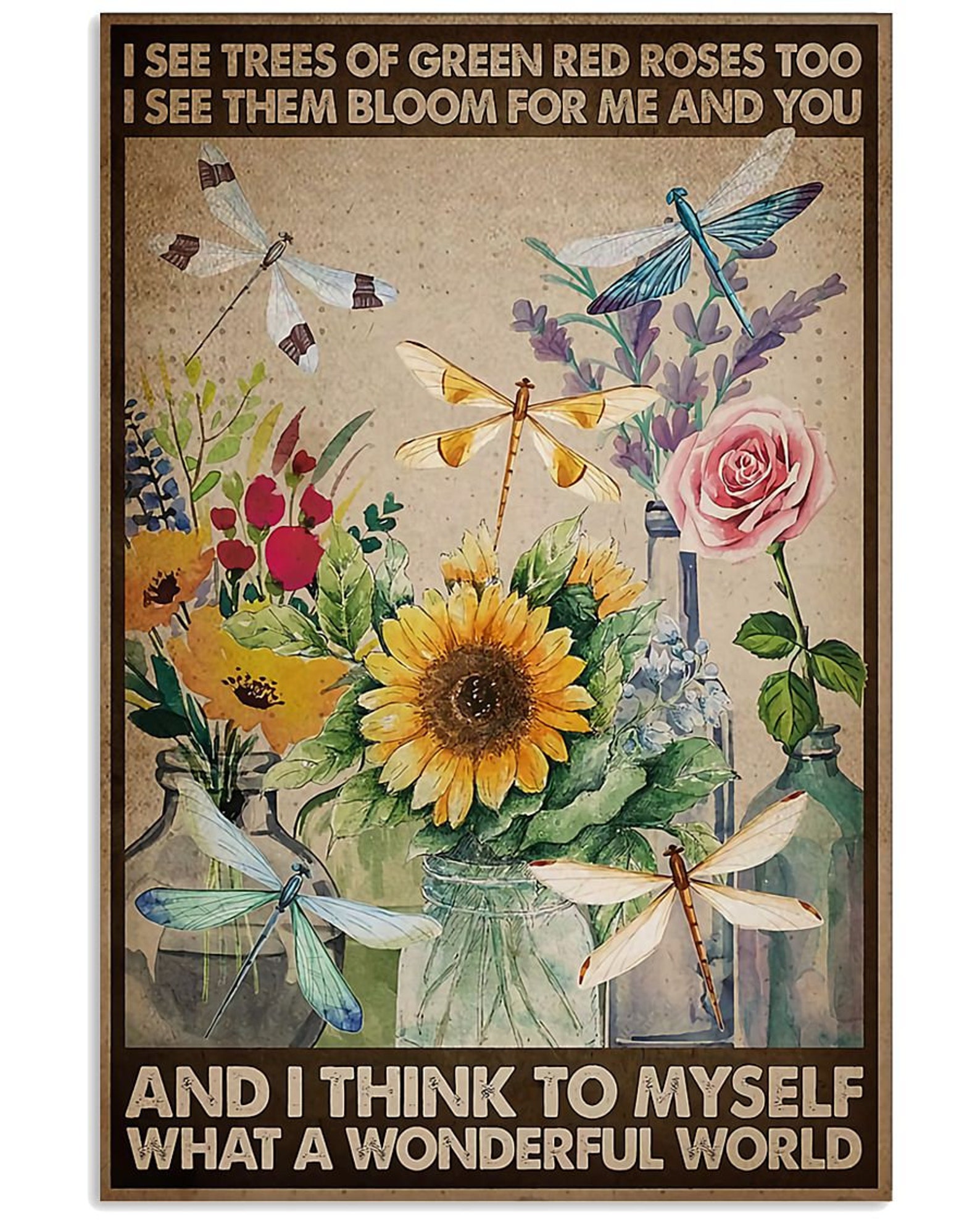 I See Trees Of Green Red Roses Too Print Canvas Wall Art Etsy