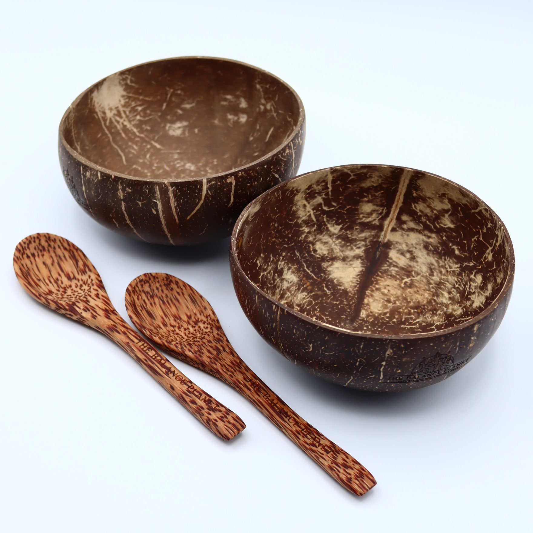 Natural Coconut Bowls Spoons Handmade Set of 2 With Spoons Etsy UK