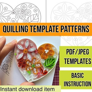 Quilling template, Quilling card, Quilling patterns, quilling template patterns, quilling flowers, quilling kit, instant download