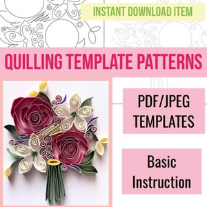 Modello quilling, carta quilling, modelli quilling, modelli modello quilling, fiori quilling, kit quilling, download istantaneo