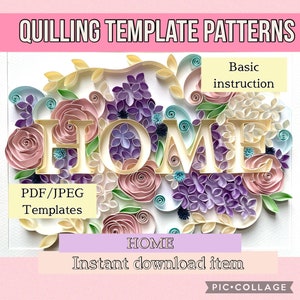 Home quilling template, Quilling patterns, quilling template patterns, quilling flowers, instant download, quilled art framed