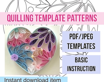 Quilling template, Quilling card, Quilling patterns, quilling template patterns, quilling flowers, quilling kit, instant download