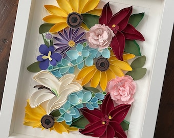 Paper Quilling Wall Art /unframed /quilling Wall Hanging/quilling Wall  Art/3d Quilling Wall Décor/paper Quilling Art/unique Gift/flowers 