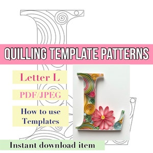 Plantilla de quilling, Carta de quilling, Patrones de quilling, patrones de plantilla de quilling, letra L, kit de quilling, descarga instantánea, inicial