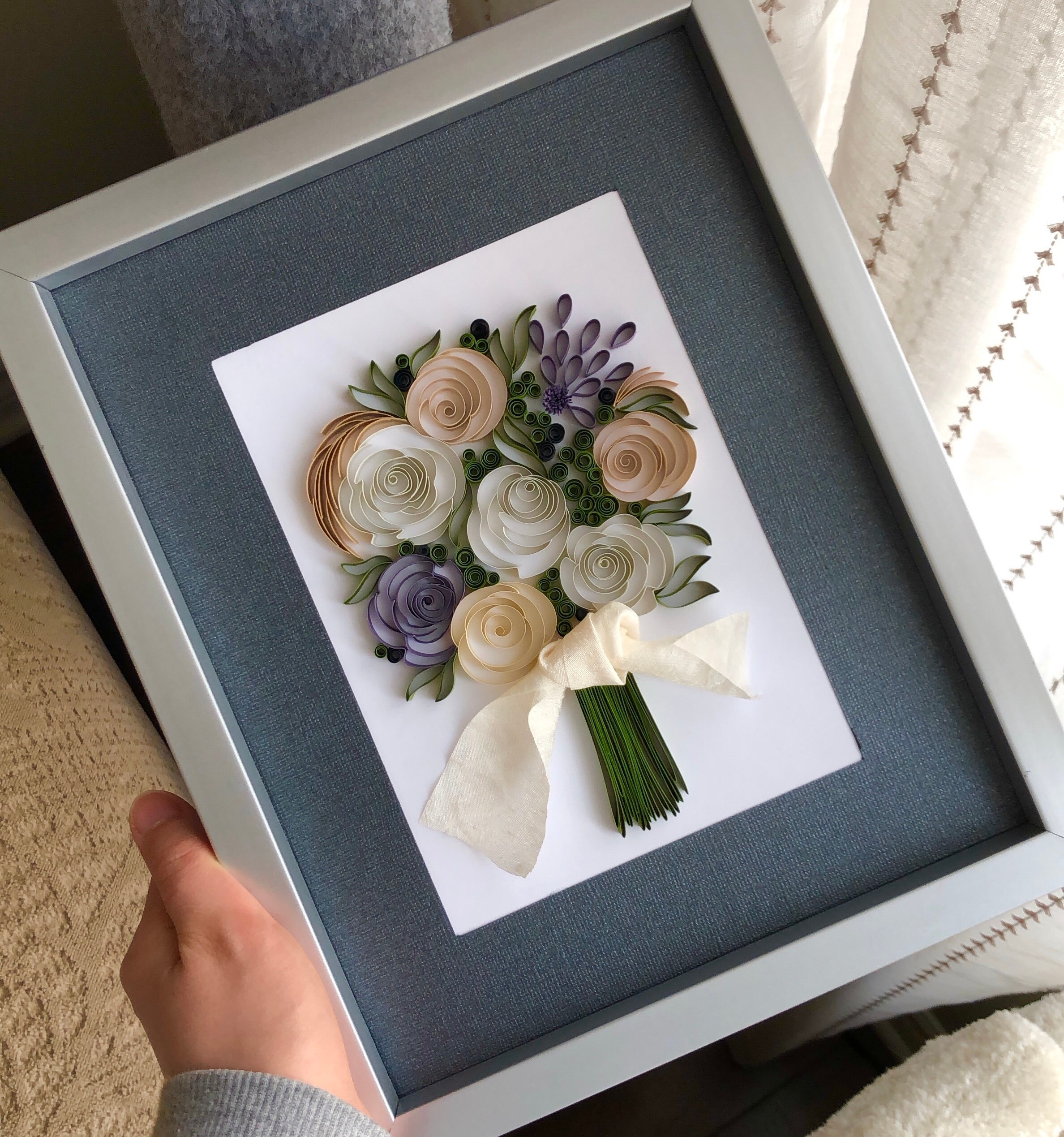 Elegant Flower Bouquet Wall Art Paper Flower Art Quilling Etsy