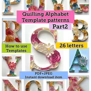 Plantilla de quilling, Carta de quilling, Alfabeto de quilling, Patrones de quilling, patrones de plantilla de quilling, descarga instantánea, inicial