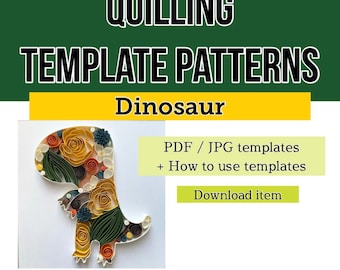 Dinosaur quilling template, Quilling patterns, quilling template patterns, quilling flowers, quilling dinosaur, instant download