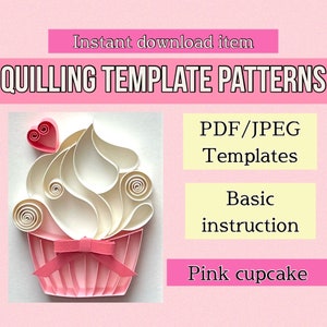 Modèle quilling, carte quilling, carte de cupcake, modèles de modèle quilling, fleurs quilling, kit quilling, téléchargement immédiat, carte DIY