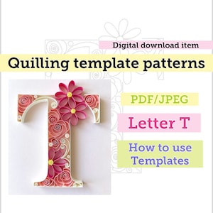 Plantilla de quilling, Carta de quilling, Patrones de quilling, patrones de plantilla de quilling, flores de quilling, kit de quilling, descarga instantánea, inicial