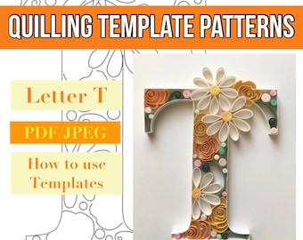 Quilling template, Quilling letter, Quilling patterns, quilling template patterns, quilling flowers, quilling kit, instant download, initial