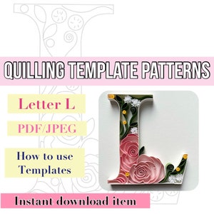 Plantilla de quilling, Carta de quilling, Patrones de quilling, patrones de plantilla de quilling, flores de quilling, kit de quilling, descarga instantánea, inicial