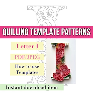 Quilling template, Quilling letter, Quilling patterns, quilling template patterns, letter I, quilling kit, instant download, initial