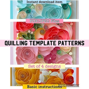 Modèle de quilling, carte de quilling, motifs de quilling, motifs de modèle de quilling, fleurs de quilling, kit de quilling, téléchargement immédiat