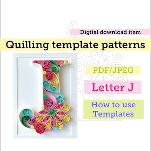 Plantilla de quilling, Carta de quilling, Patrones de quilling, patrones de plantilla de quilling, flores de quilling, kit de quilling, descarga instantánea, inicial