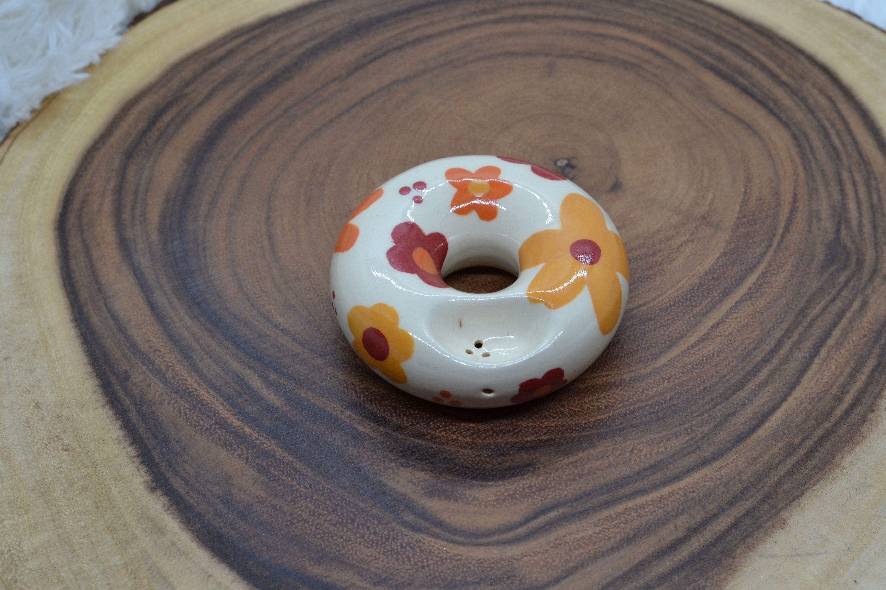 Groovy Flower Ceramic Donut Pipe Etsy