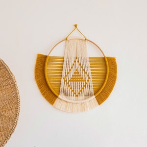 Door Wreath, Macrame Wall Art, Circle Wall Decor, Tribal Woven Decor, Modern Fiber Art, Boho Wall Hanging, Farmhouse Wall Decor