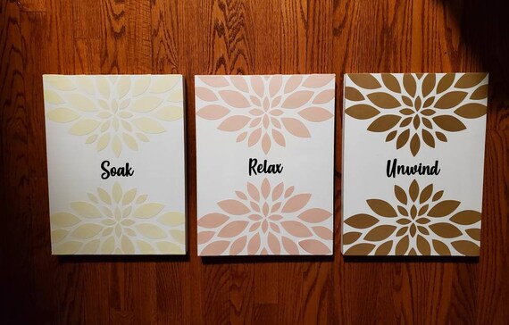 Bathroom Decor Flowers Wall Decor Flower Sets Decorating | Etsy