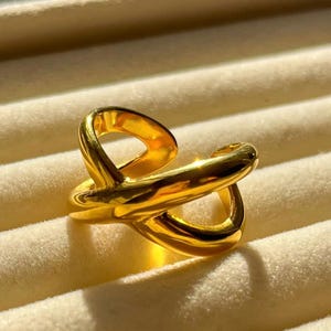 Gold Plated Chunky Cross Ring- Statement Gold Band Ring- Signet Ring- Waterproof and Non Tarnish Jewellery- Perfect For Gifting