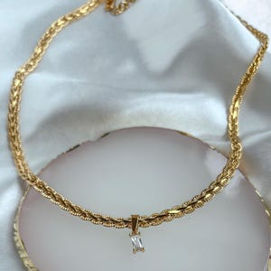 18kt gold plated vintage style white gemstone/birthstone necklace -100% waterproof and tarnish proof - perfect for gifting