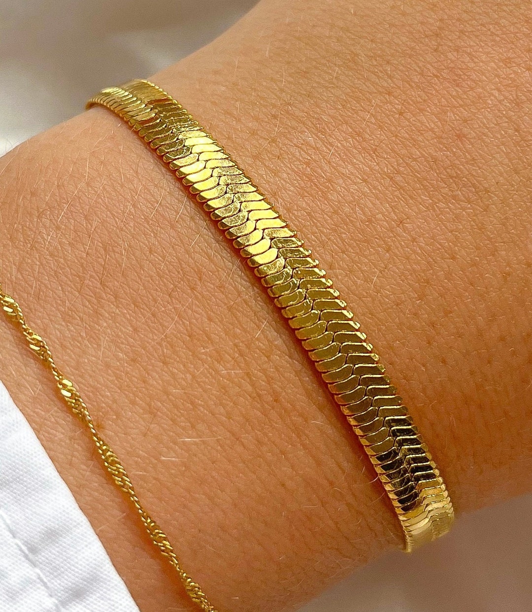 Gold Plated Snake Chain Bracelet- Statement/stackable