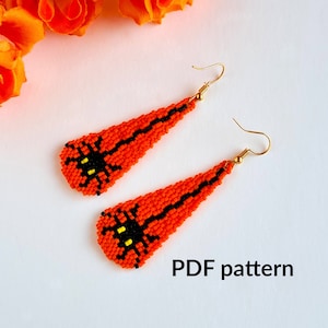 Seed Bead Halloween Earrings Pattern Spider Brick Stitch Earring