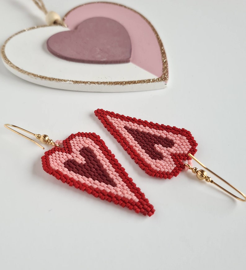 Heart Earring Pattern Heart Brick Stitch Valentines Earring - Etsy