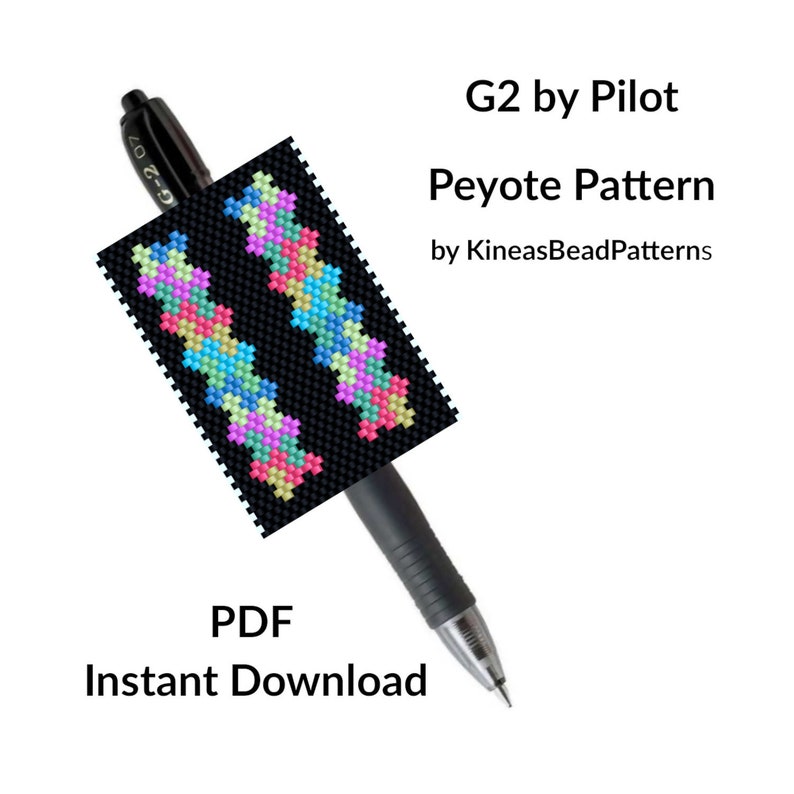 design for pen Neon colors peyote pen cover pattern G2 by Pilot pen wrap pattern