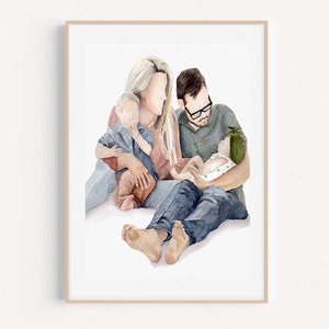Custom Watercolour Portrait from Photo | Hand-Painted Family or Couple Art | Unique Gift | Digital and Shipped Options