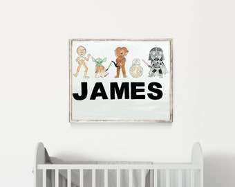 Custom Baby Name Watercolor Nursery Art